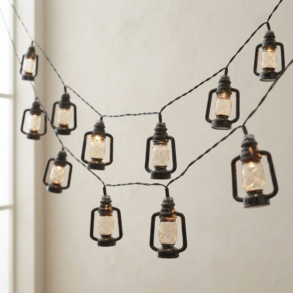 Retro LED String Lights IP44 Black and Red Plastic Outdoor Lights 1