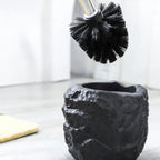 Retro Stone Ceramic Toilet Brush - Stylish Holder for Efficient Cleaning 3