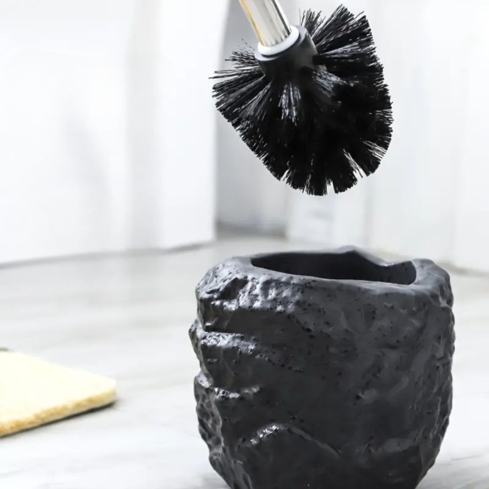 Retro Stone Ceramic Toilet Brush - Stylish Holder for Efficient Cleaning 3