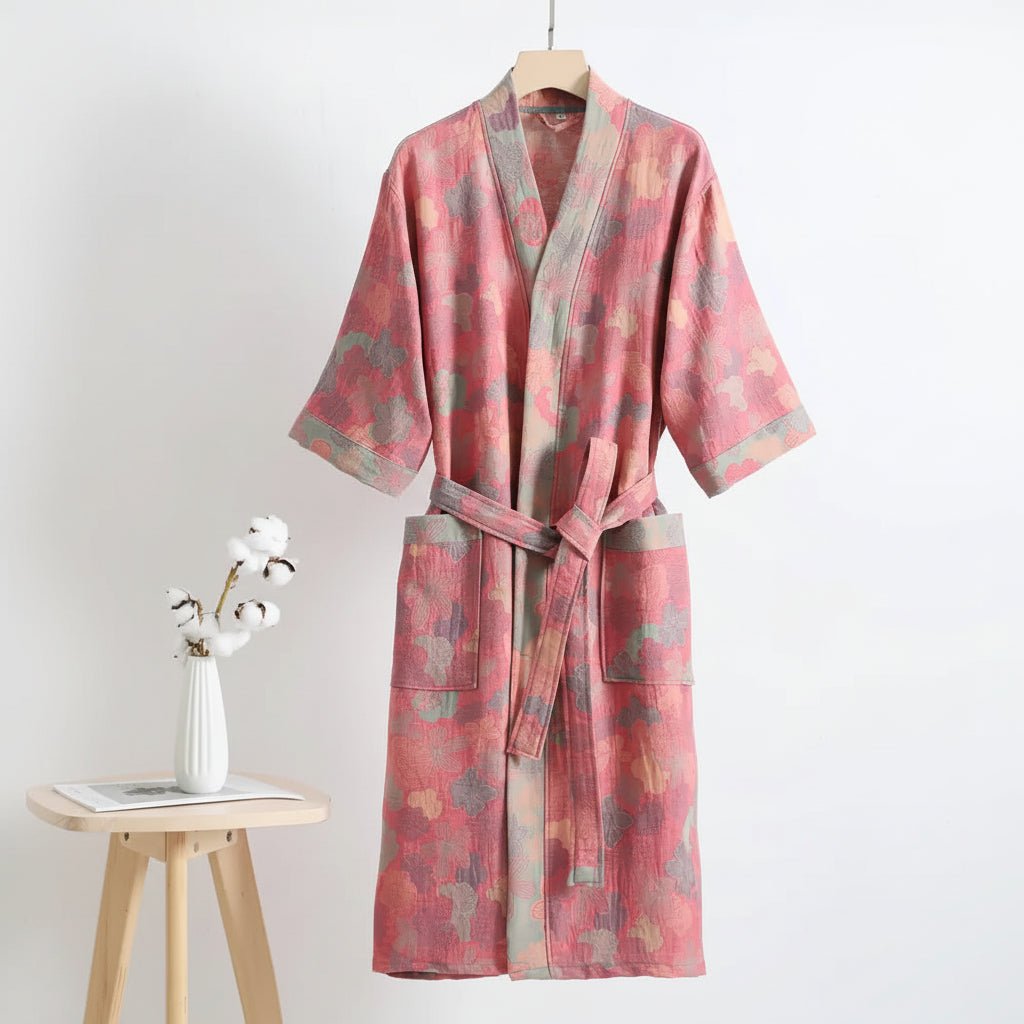 Reversible Organic Cotton Kimono Bathrobe - Soft & Lightweight Comfort 10