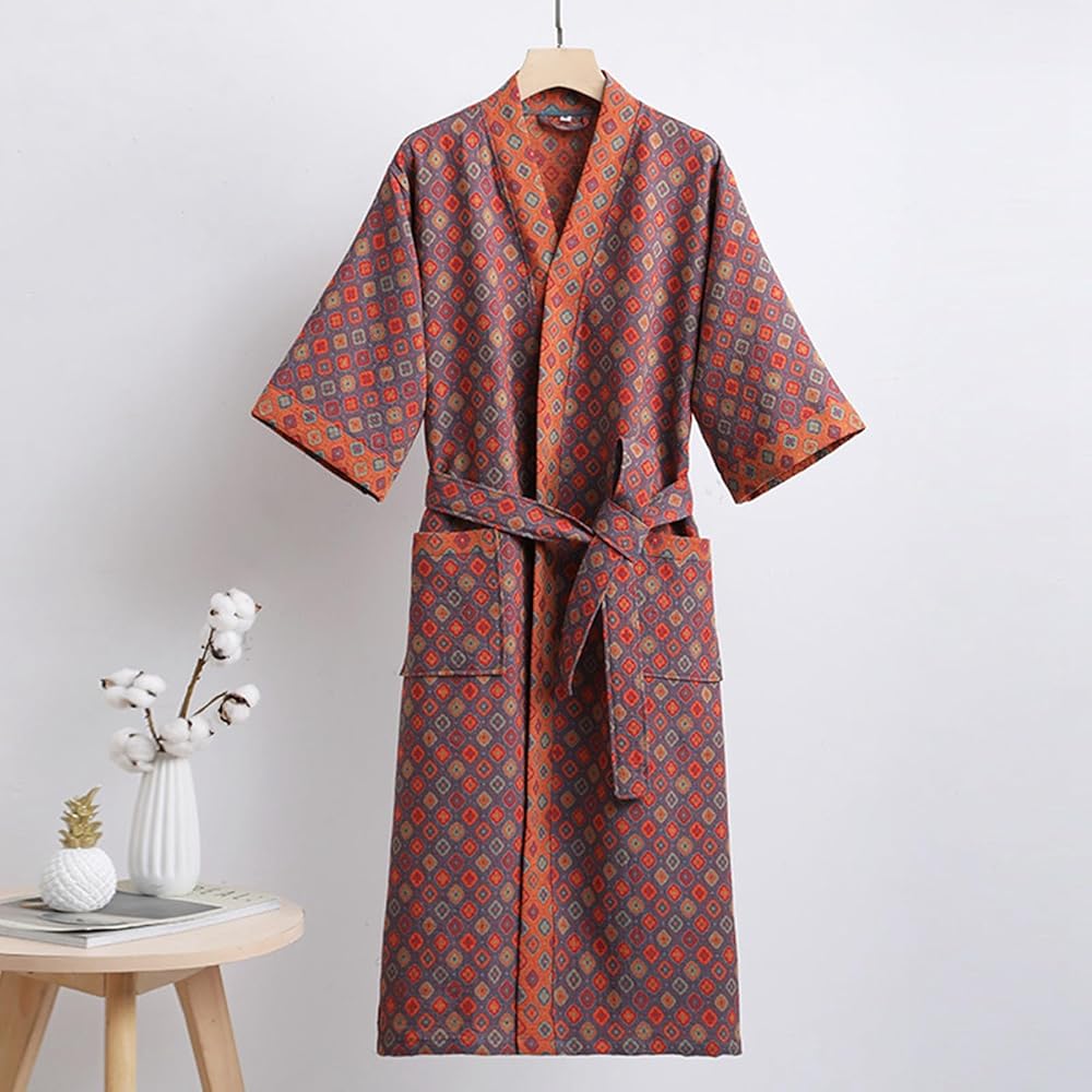 Reversible Organic Cotton Kimono Bathrobe - Soft & Lightweight Comfort 12