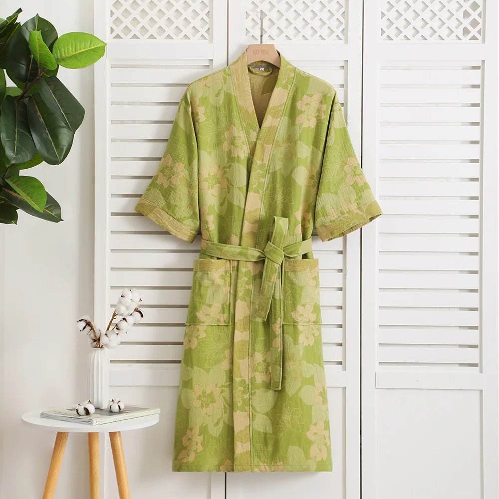 Reversible Organic Cotton Kimono Bathrobe - Soft & Lightweight Comfort 13