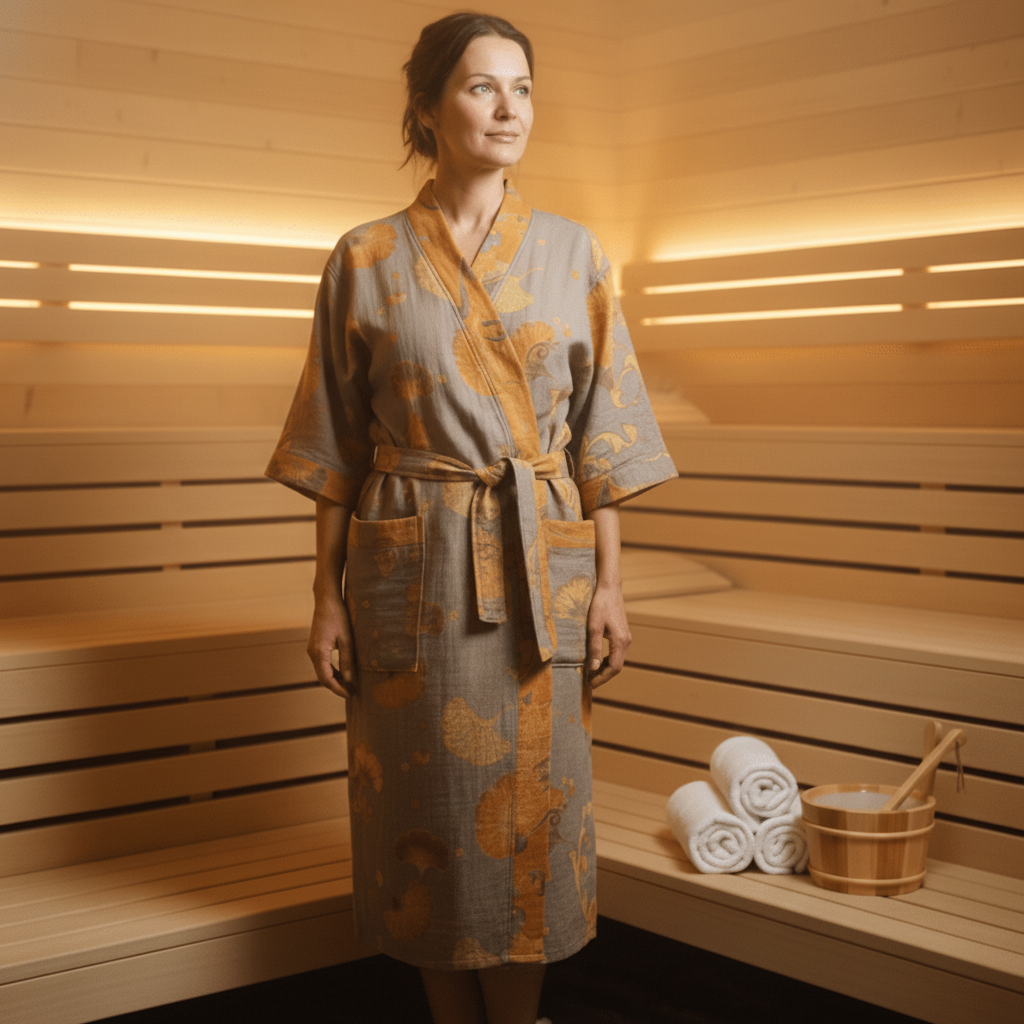 Reversible Organic Cotton Kimono Bathrobe - Soft & Lightweight Comfort 4