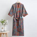 Reversible Organic Cotton Kimono Bathrobe - Soft & Lightweight Comfort 8