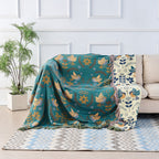 Reversible Throw Blanket - Soft 100% Cotton Nordic Design with Fringed Edges 1