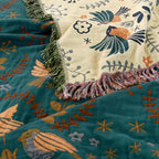 Reversible Throw Blanket - Soft 100% Cotton Nordic Design with Fringed Edges 6
