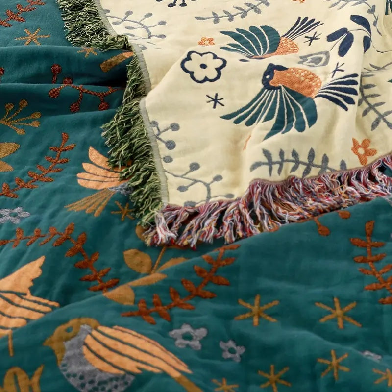 Reversible Throw Blanket - Soft 100% Cotton Nordic Design with Fringed Edges 6