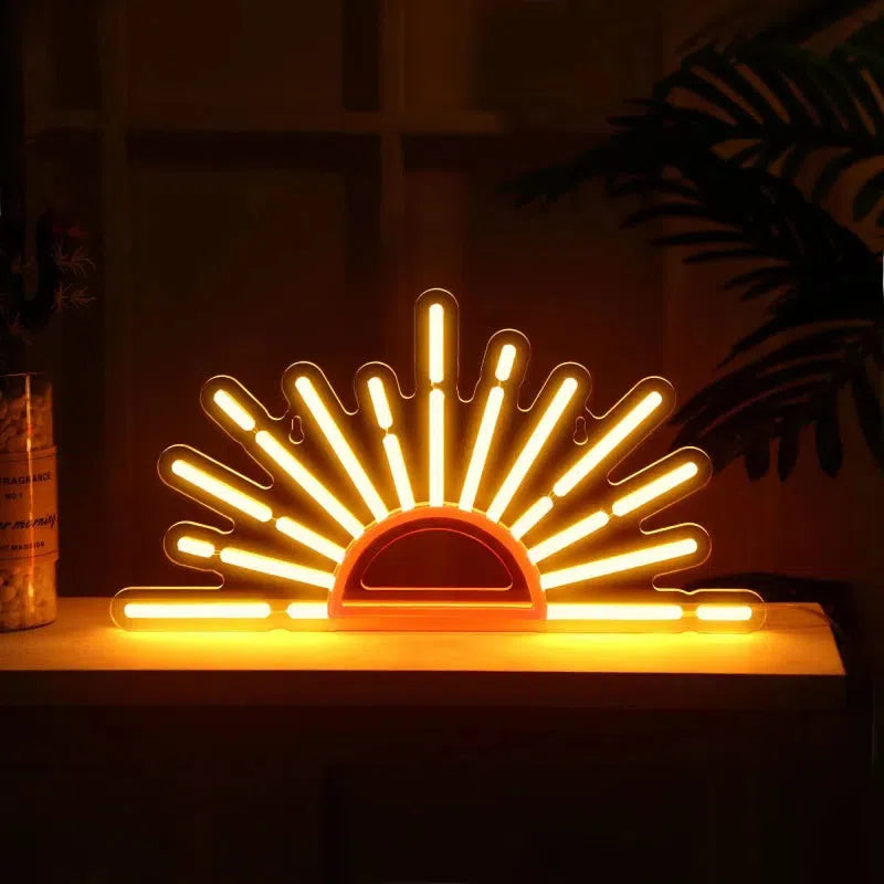 Rising Sun LED Neon Light Sign - USB Powered Decorative Neon Sign in Yellow and Orange for Home Decor and Parties 0