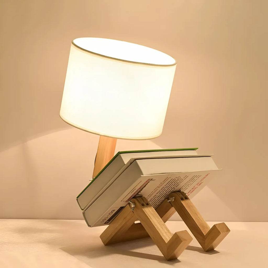 Robot Table Lamp - Adjustable Wooden Design for Unique Ambiance 1