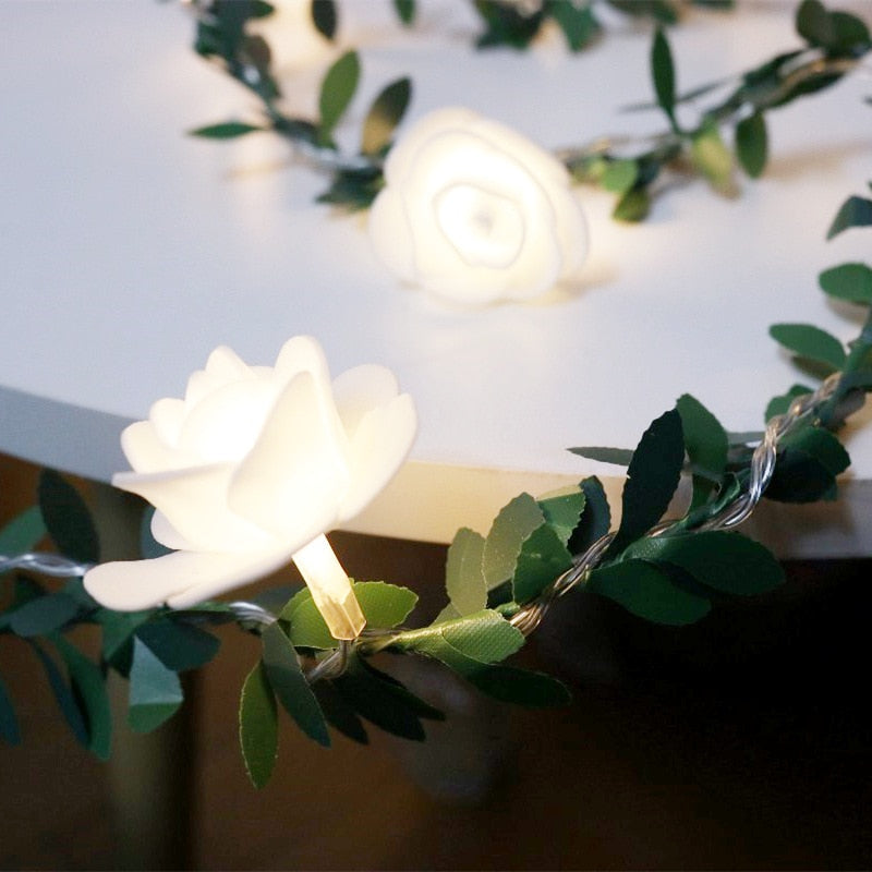 Rose Flower LED String Lights - Battery Operated, Warm White Glow, 5-20ft 4