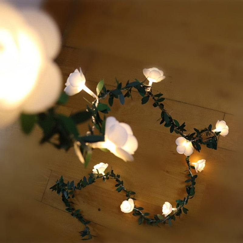 Rose Flower LED String Lights - Battery Operated, Warm White Glow, 5-20ft 7