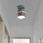 Rotating Flush Mount Ceiling Light - Modern Wood & Metal Design 1