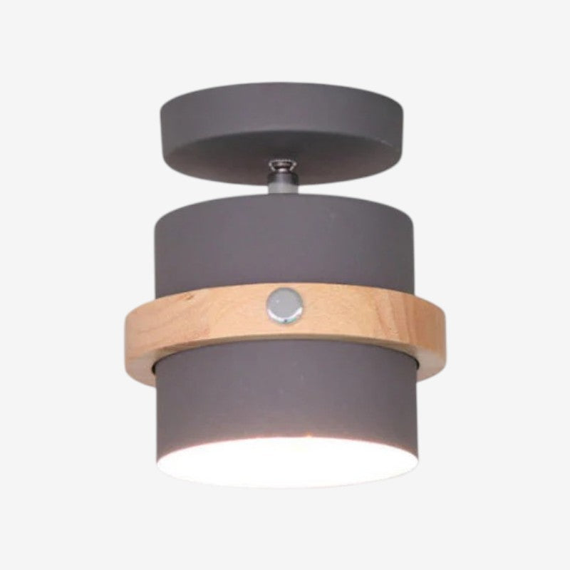 Rotating Flush Mount Ceiling Light - Modern Wood & Metal Design 11