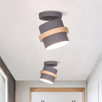 Rotating Flush Mount Ceiling Light - Modern Wood & Metal Design 2