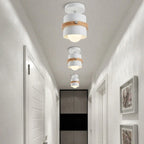 Rotating Flush Mount Ceiling Light - Modern Wood & Metal Design 3