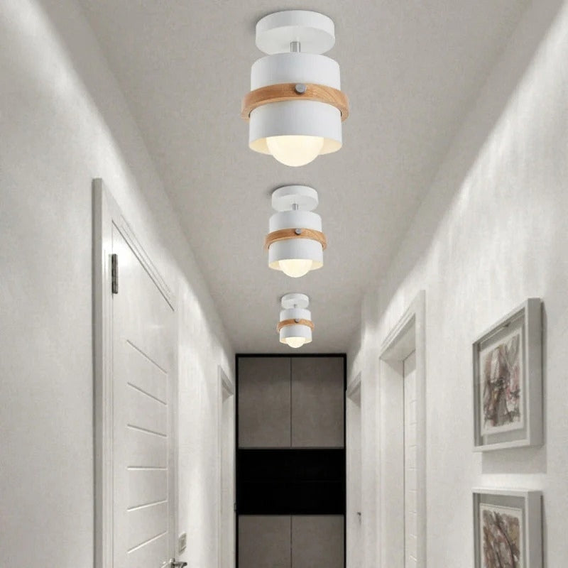 Rotating Flush Mount Ceiling Light - Modern Wood & Metal Design 3