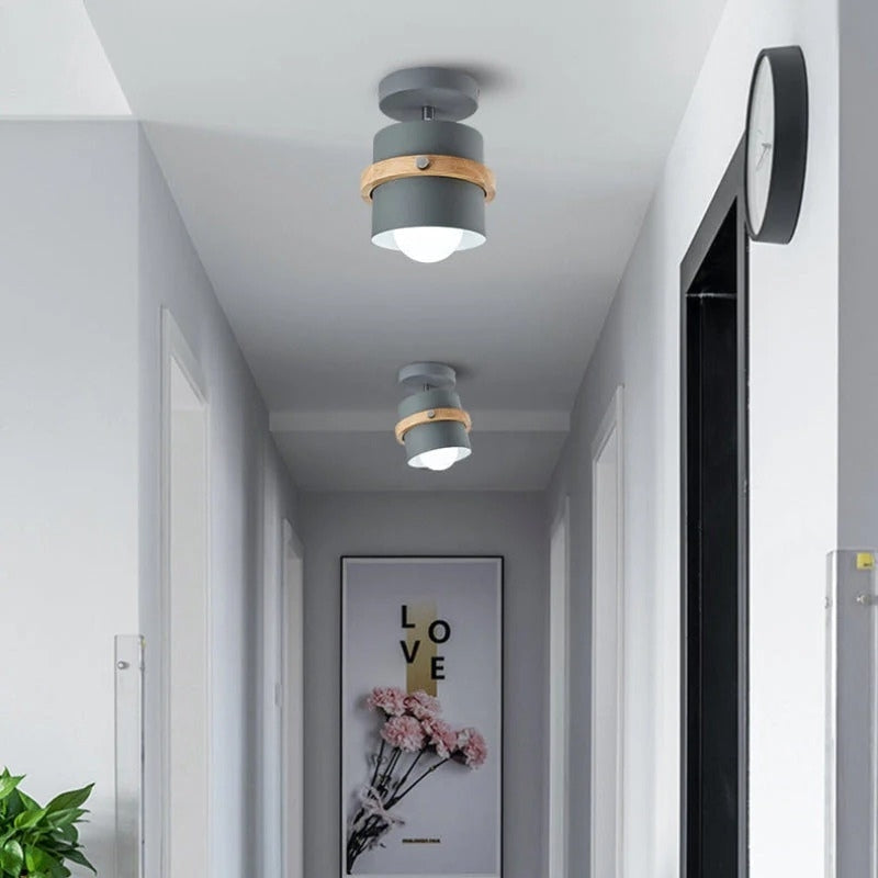 Rotating Flush Mount Ceiling Light - Modern Wood & Metal Design 5