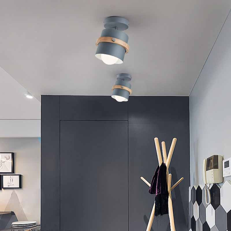 Rotating Flush Mount Ceiling Light - Modern Wood & Metal Design 6