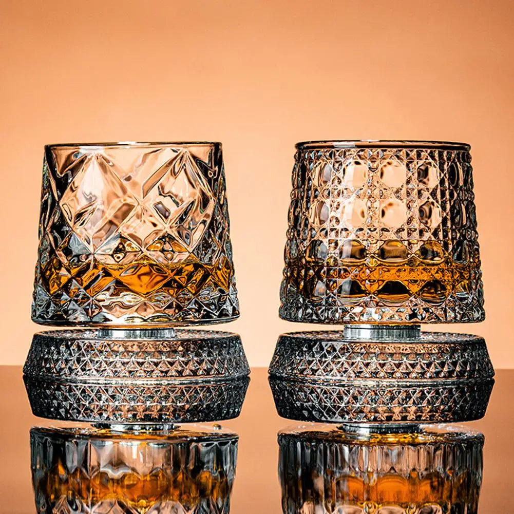 Rotating Whiskey Glasses Set - 360° Spin & Crystal Clarity for Bourbon 2