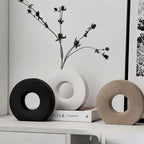 Round Ceramic Vase - Minimalist Donut Shape for Elegant Flower Display 0