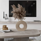 Round Ceramic Vase - Minimalist Donut Shape for Elegant Flower Display 2