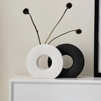 Round Ceramic Vase - Minimalist Donut Shape for Elegant Flower Display 3