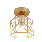 Round Flush Mount Ceiling Light - Modern Cage Design, E27 Socket 0