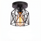 Round Flush Mount Ceiling Light - Modern Cage Design, E27 Socket 4