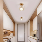 Round Flush Mount Ceiling Light - Modern Cage Design, E27 Socket 5