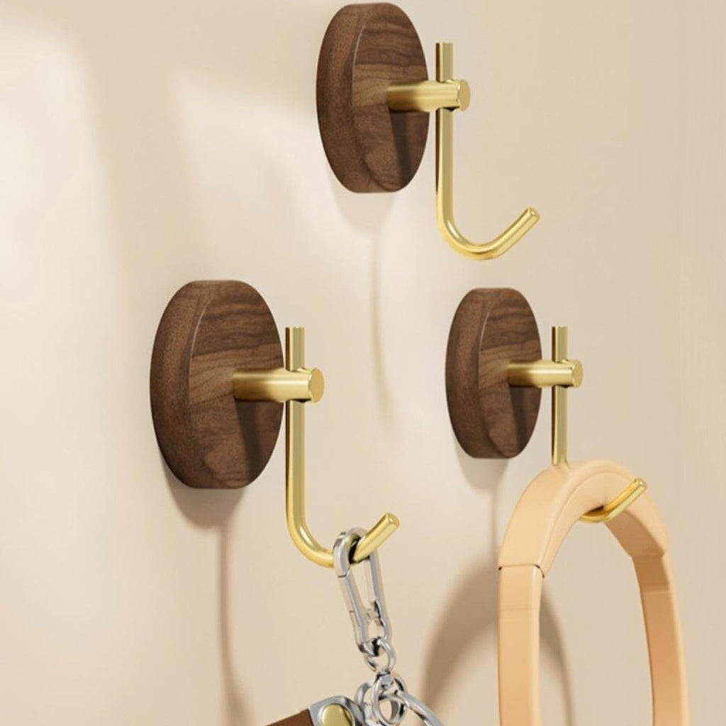 Round Timber Wall Hook - Self-Adhesive Coat Hooks for Easy Organization 2