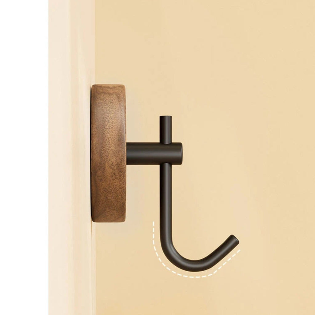 Round Timber Wall Hook - Self-Adhesive Coat Hooks for Easy Organization 3