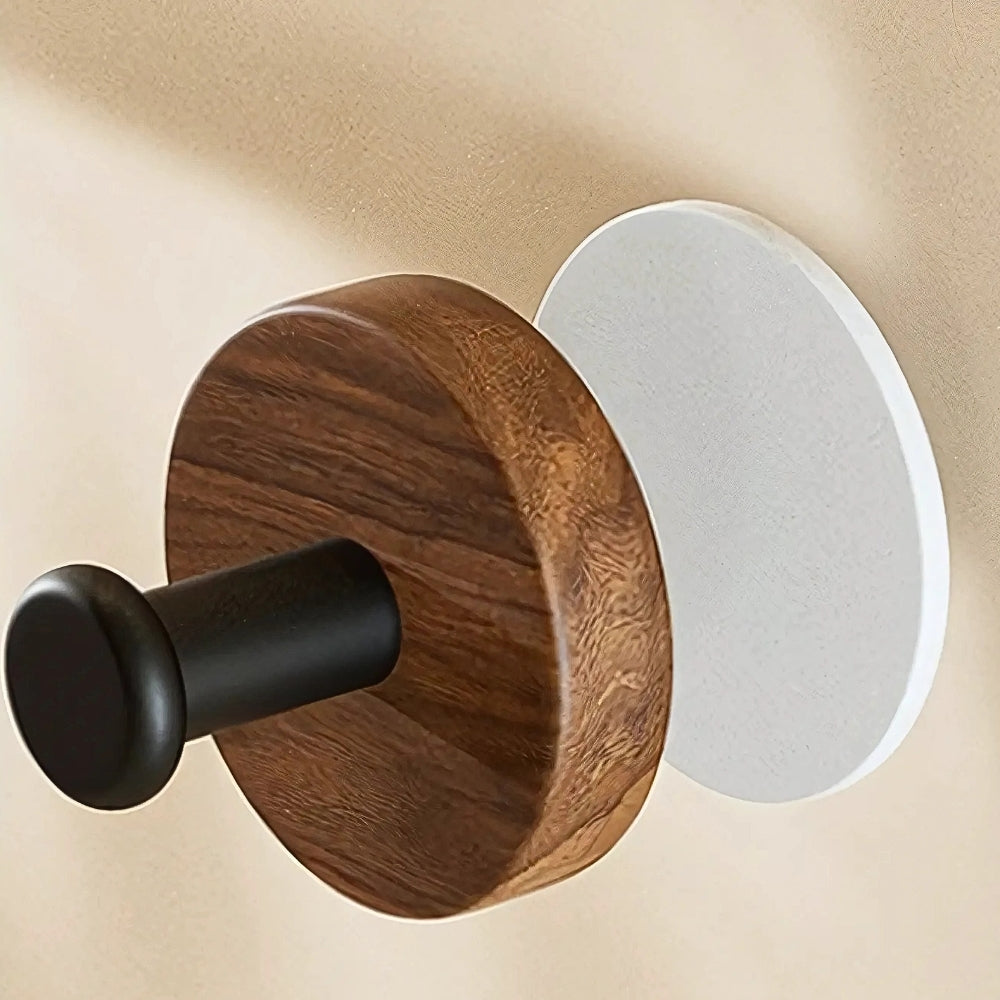 Round Timber Wall Hook - Self-Adhesive Coat Hooks for Easy Organization 4