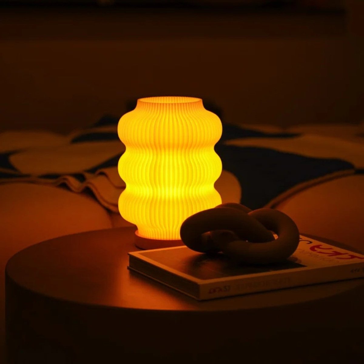Rounded Glow Table Lamp - Adjustable Brightness, Stylish Wood Base 2