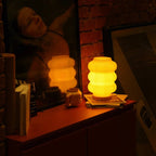 Rounded Glow Table Lamp - Adjustable Brightness, Stylish Wood Base 4