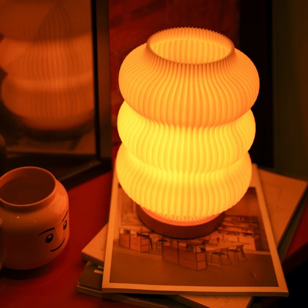 Rounded Glow Table Lamp - Adjustable Brightness, Stylish Wood Base 6