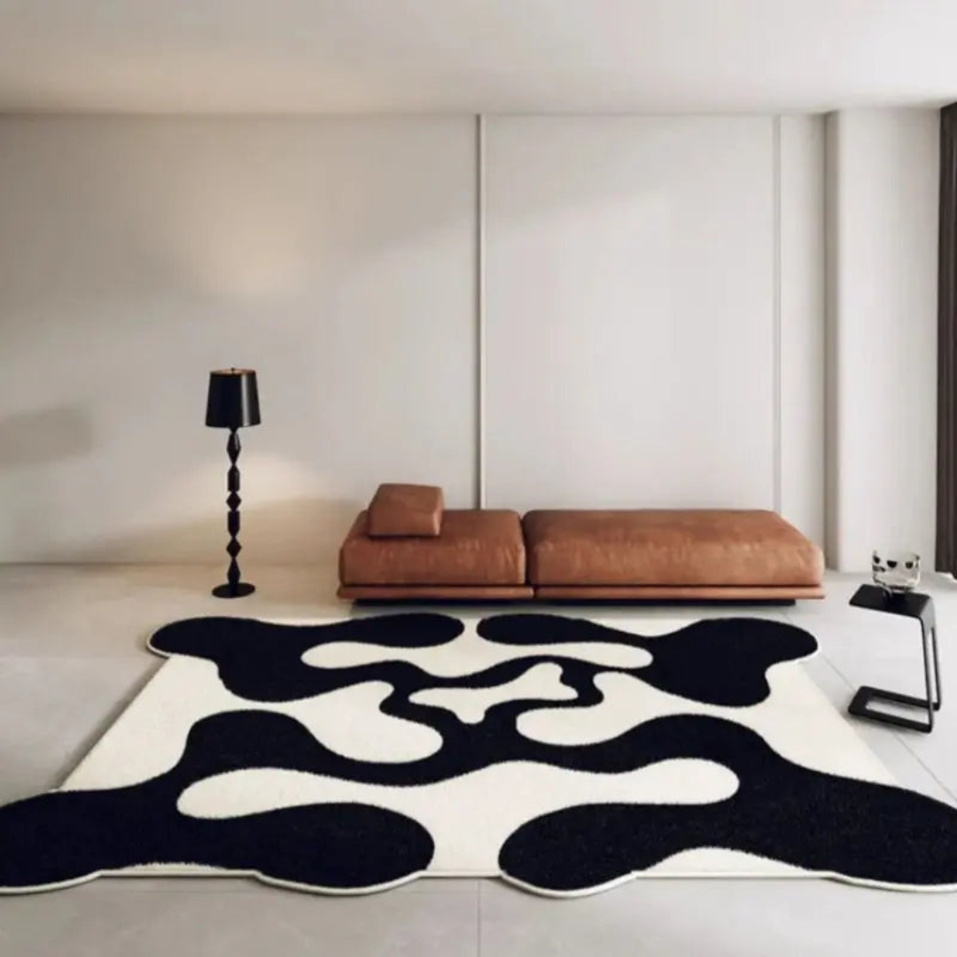 Rug Black and White Washable 60x90cm or 80x120cm Non Slip Backing 1