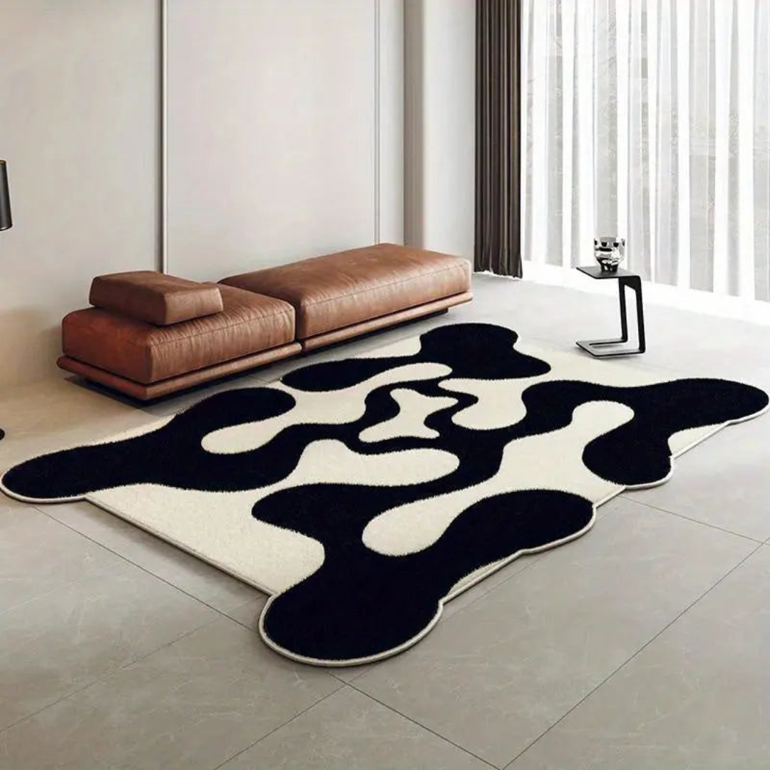 Rug Black and White Washable 60x90cm or 80x120cm Non Slip Backing 2