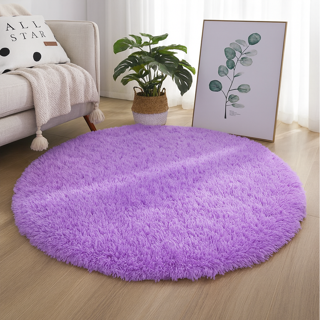 Rug Round Silk Wool Blend Neutral Colour Multiple Sizes 10