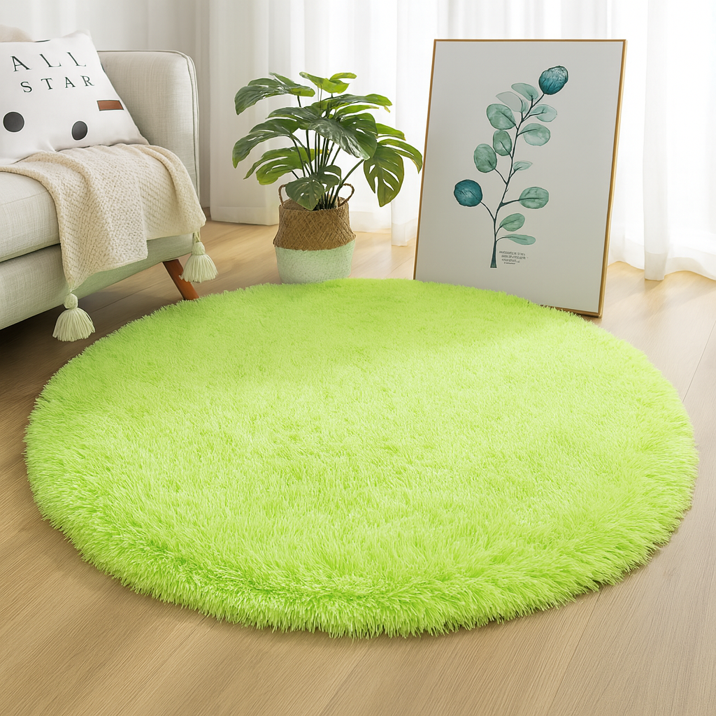 Rug Round Silk Wool Blend Neutral Colour Multiple Sizes 13