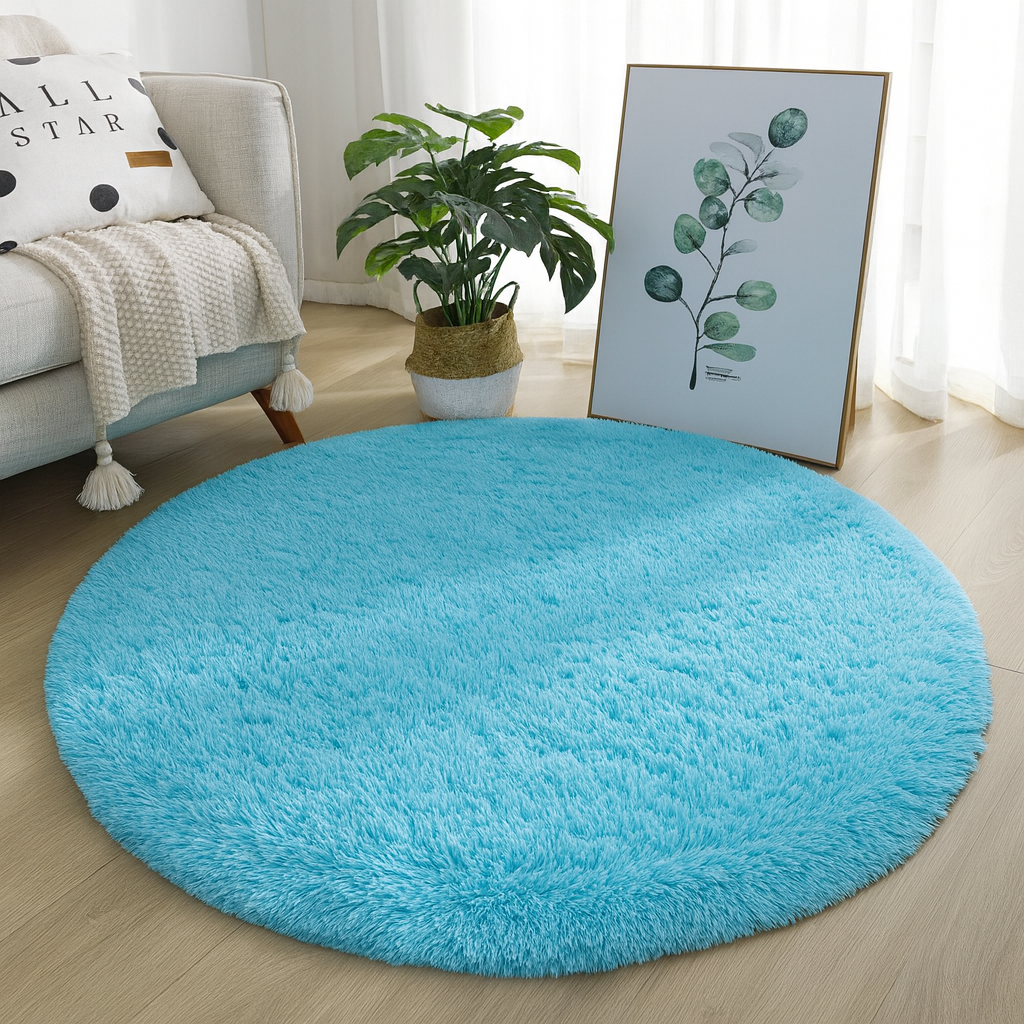 Rug Round Silk Wool Blend Neutral Colour Multiple Sizes 14