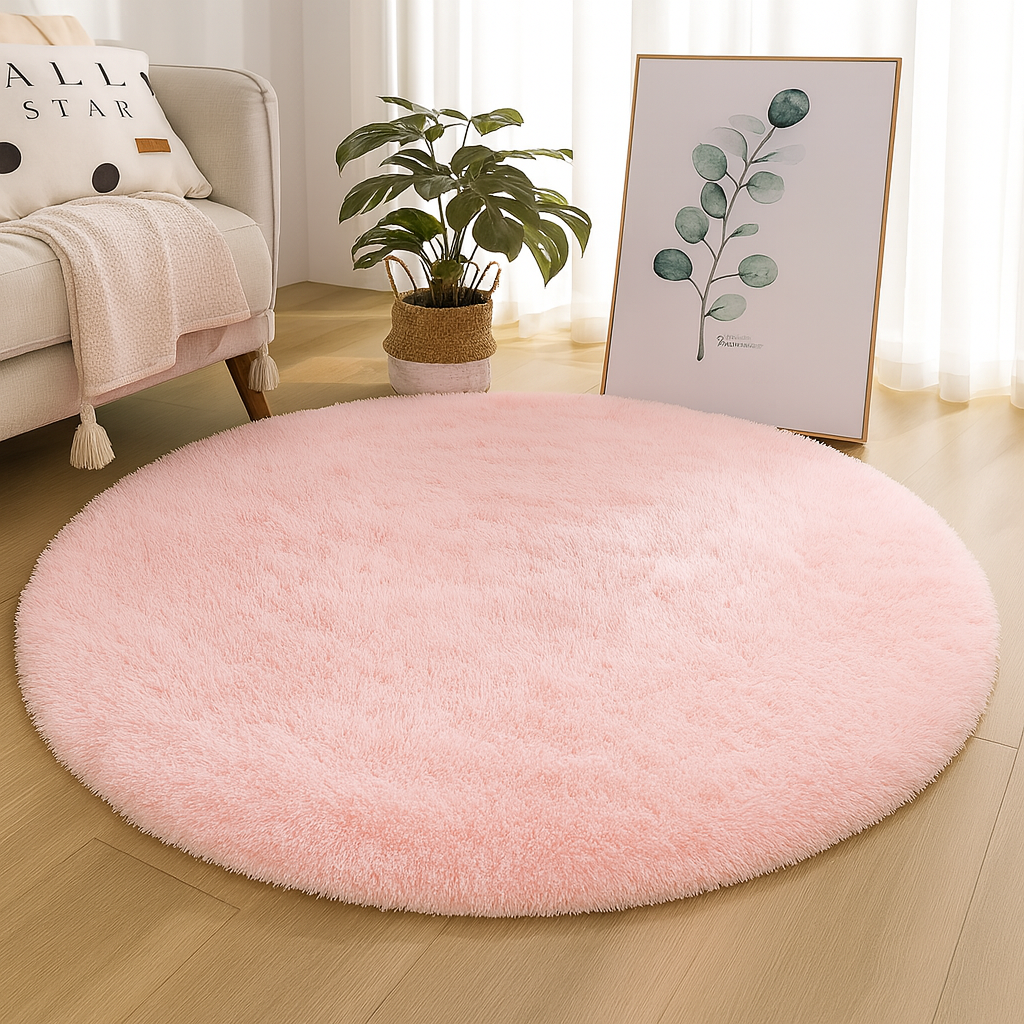 Rug Round Silk Wool Blend Neutral Colour Multiple Sizes 16