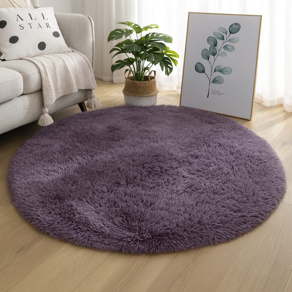 Rug Round Silk Wool Blend Neutral Colour Multiple Sizes 8