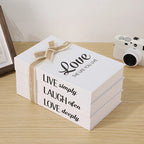 Rustic Decorative Book Stack with Uplifting Phrases for Home Decor - Soft White with Twine Accent 2