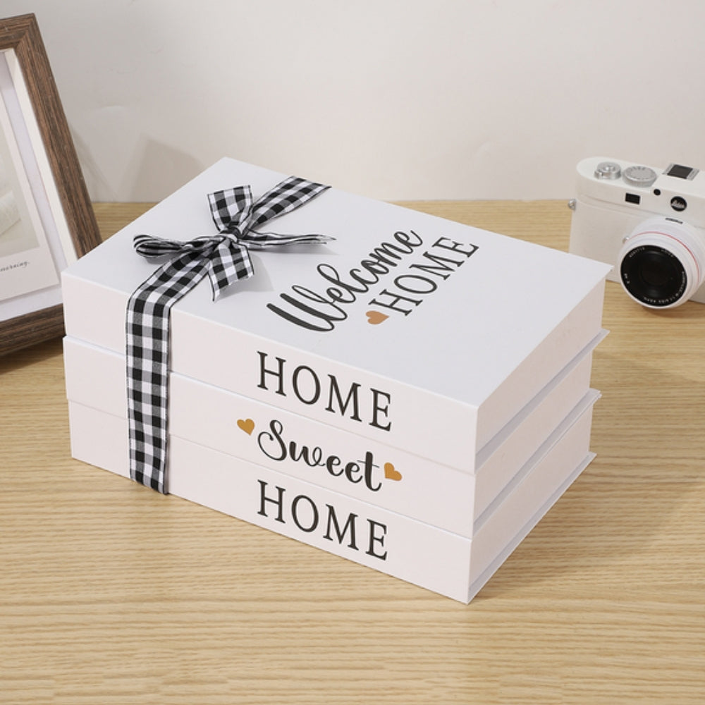 Rustic Decorative Book Stack with Uplifting Phrases for Home Decor - Soft White with Twine Accent 3