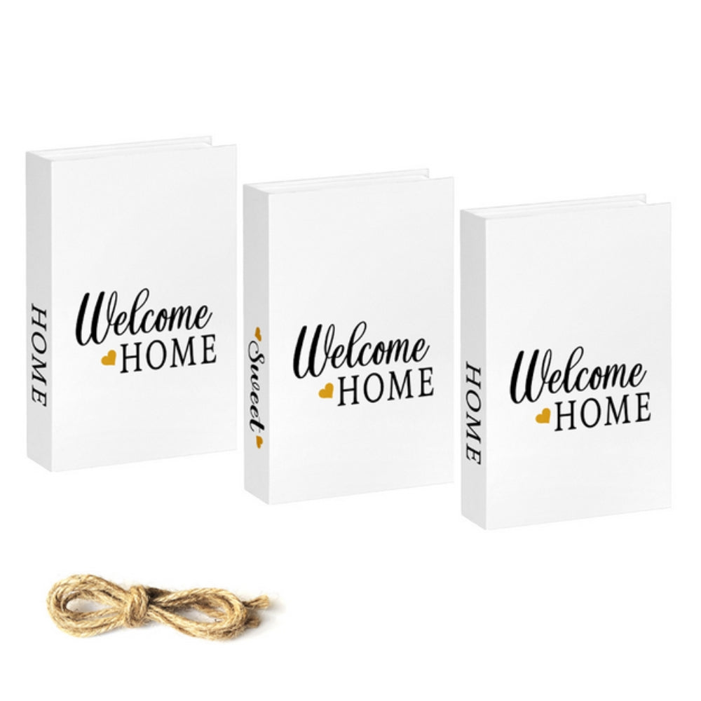 Rustic Decorative Book Stack with Uplifting Phrases for Home Decor - Soft White with Twine Accent 6