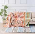 Rustic Floral Boho Blanket - 100% Cotton Soft Throw for Cozy Decor 1