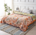 Rustic Floral Boho Blanket - 100% Cotton Soft Throw for Cozy Decor 2