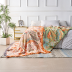 Rustic Floral Boho Blanket - 100% Cotton Soft Throw for Cozy Decor 3