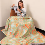 Rustic Floral Boho Blanket - 100% Cotton Soft Throw for Cozy Decor 6