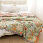 Rustic Floral Boho Blanket - 100% Cotton Soft Throw for Cozy Decor 8